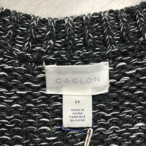 NWT Caslon V-Neck Mixed Texture Grey/Dusty Rose/Mustard/Cream 2XL - Picture 3 of 9